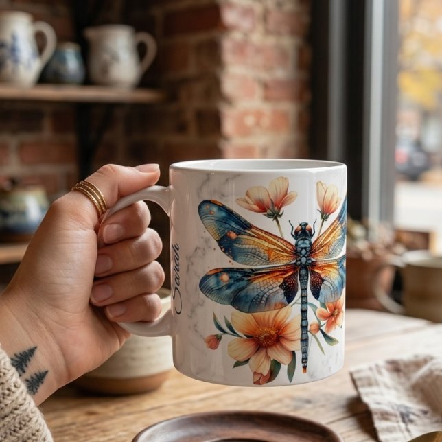 Tasse personnalisée à dragonfly aquarelle (Créateur téléchargé)