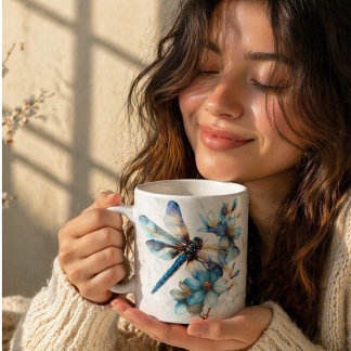 Tasse personnalisée à dragonfly aquarelle