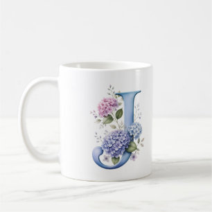 Tasse personnalisée à motif floral Lettre J Hydran