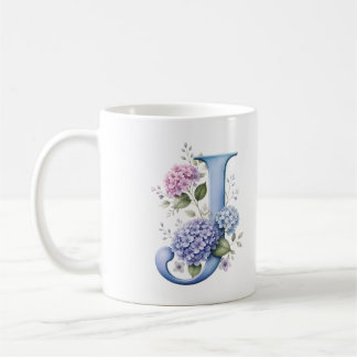 Tasse personnalisée à motif floral Lettre J Hydran