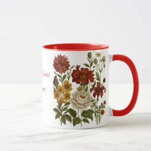 Tasse personnalisée à motif floral vintage, cadeau