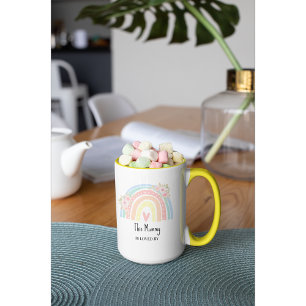 Tasse personnalisée Arc-en-ciel et fleurs pour Mam