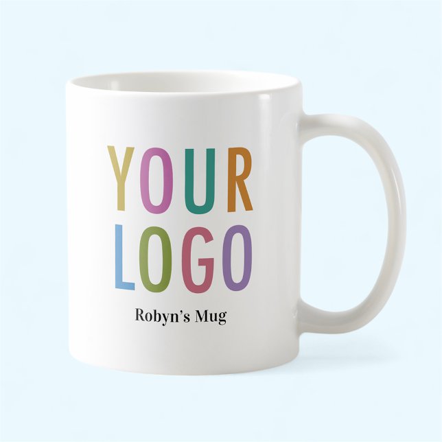 Tasse personnalisée au nom de l'employé avec logo  (MISOOK 11 oz White Mug with Logo)