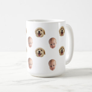 Tasse personnalisée avec 2 photos du visage de fam