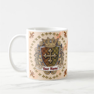 Tasse personnalisée avec blason de famille et nom