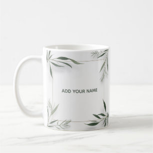 Tasse personnalisée avec cadre botanique minimalis