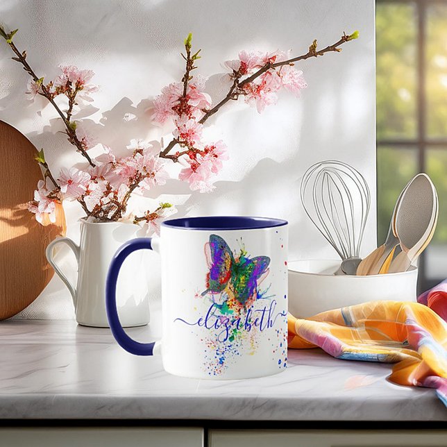Tasse personnalisée avec éclaboussure de papillon (Créateur téléchargé)