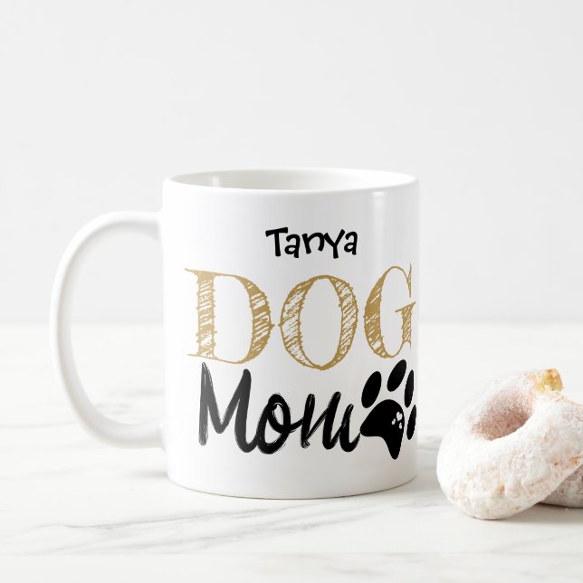 Tasse personnalisée avec empreinte de patte pour m (Avec donut)