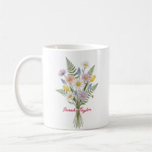 Tasse personnalisée avec fleur de naissance aquare