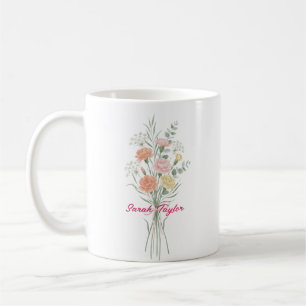 Tasse personnalisée avec fleur de naissance au sty