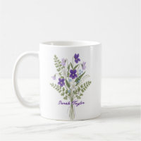 Tasse personnalisée avec fleur de naissance violet