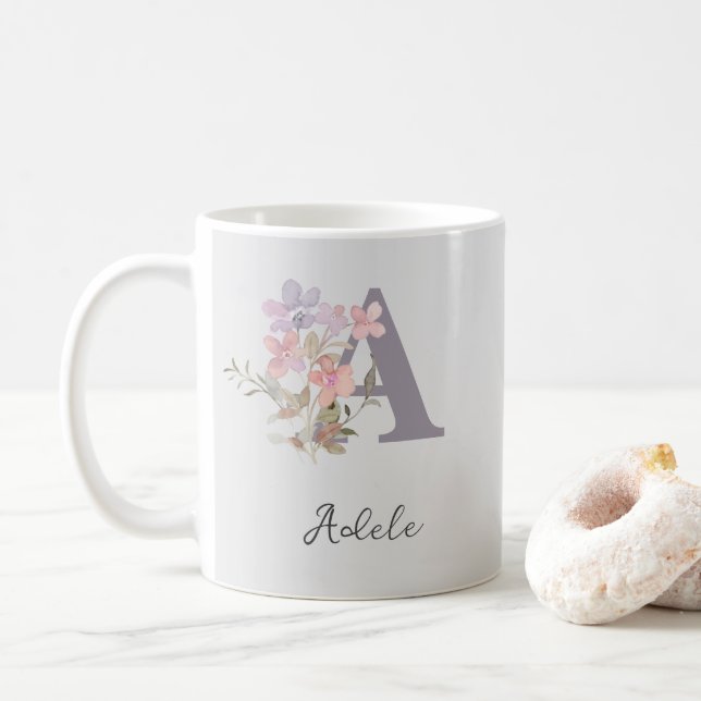 Tasse personnalisée avec initiale : dessin de lett (Avec donut)