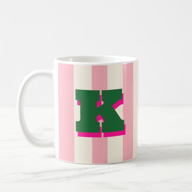 Tasse personnalisée avec initiale en gras et rayur (Gauche)