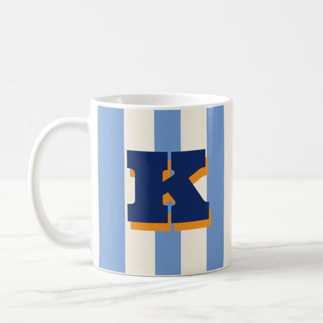 Tasse personnalisée avec initiale en gras et rayur (Gauche)