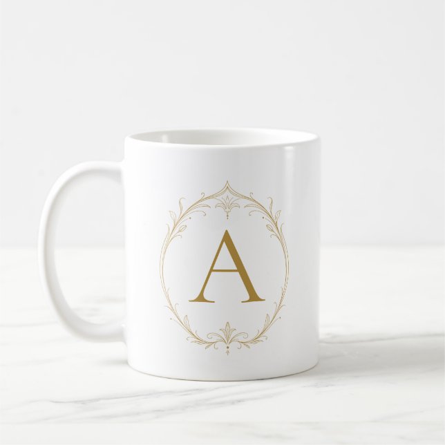 Tasse personnalisée avec initiale et lys Champagne (Gauche)