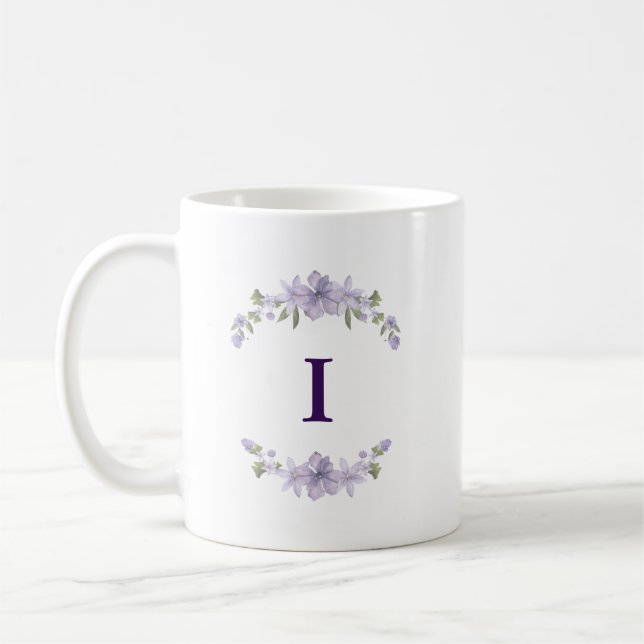 Tasse personnalisée avec initiale florale | Cadeau (Gauche)