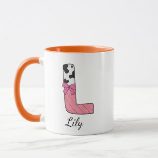 Tasse personnalisée avec initiale | Vache rose let