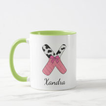 Tasse personnalisée avec initiale | Vache rose let