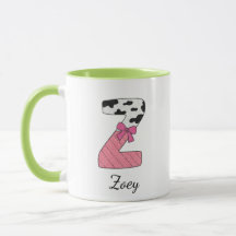 Tasse personnalisée avec initiale | Vache rose let