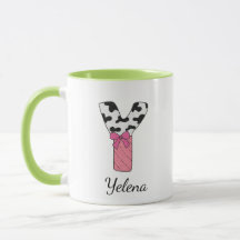 Tasse personnalisée avec initiale | Vache rose let