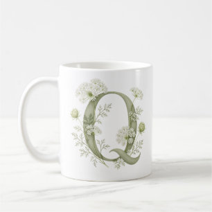 Tasse personnalisée avec la lettre florale Q ombel