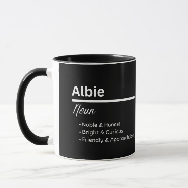 Tasse personnalisée avec le nom Albie Définition p (Gauche)