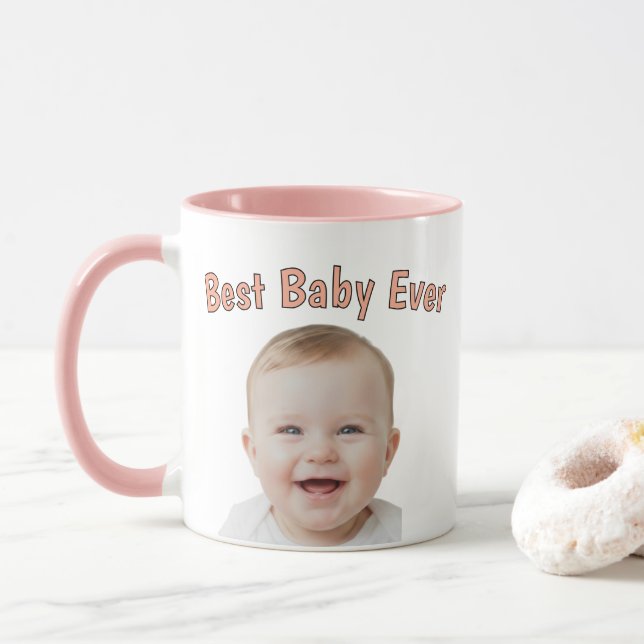 Tasse personnalisée avec le visage de bébé – Photo (Avec donut)