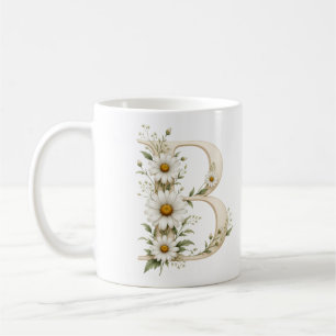 Tasse personnalisée avec lettre B fleurie Daisy