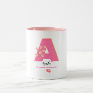 Tasse personnalisée avec lettre florale A / monogr