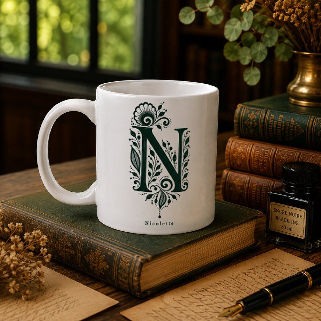 Tasse personnalisée avec linogravure botanique de  (Créateur téléchargé)