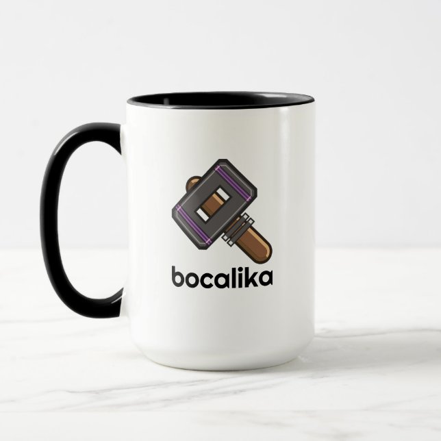 Tasse personnalisée avec logo de marteau pixel – T (Gauche)