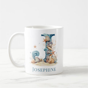 Tasse personnalisée avec monogramme côtier J Initi