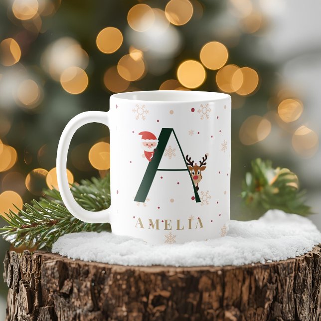 Tasse personnalisée avec monogramme de Noël A (Créateur téléchargé)