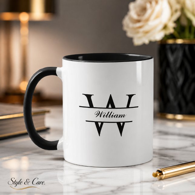Tasse personnalisée avec monogramme et nom pour un (Personalized Monogram Name Mug Made for Daily Style)