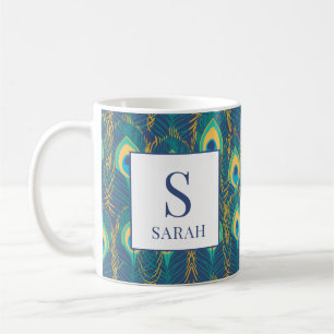Tasse personnalisée avec monogramme et plume de pa