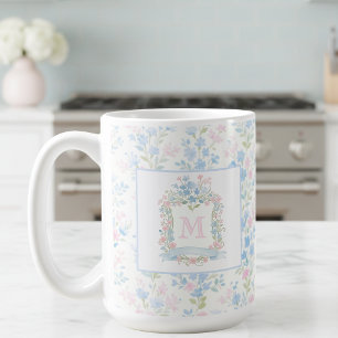 Tasse personnalisée avec monogramme floral