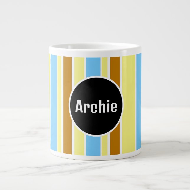 tasse personnalisée avec monogramme rayée  (Devant)