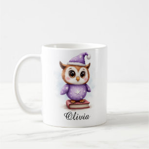 Tasse personnalisée avec nom de bébé hibou en pyja