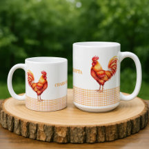 Tasse personnalisée avec nom et coq de ferme