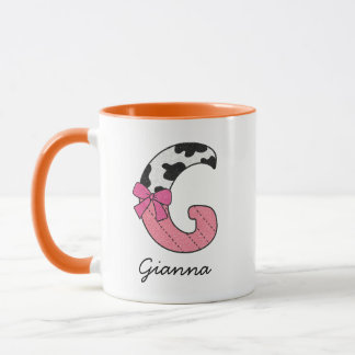 Tasse personnalisée avec nom et initiale | Vache r