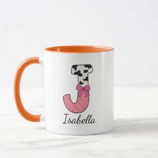 Tasse personnalisée avec nom et initiale | Vache r