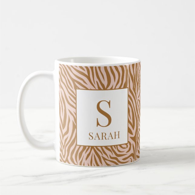 Tasse personnalisée avec nom et initiale Zèbre Neu (Gauche)