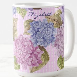 Tasse personnalisée avec nom Hydrangeas Aquarelle