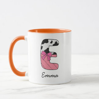 Tasse personnalisée avec nom initial | Vache rose 