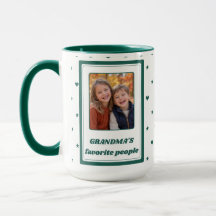 Tasse personnalisée avec photo de grand-mère vert 