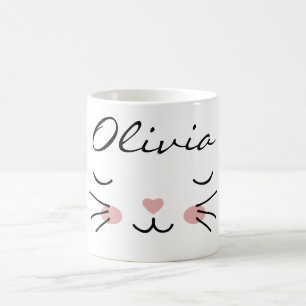 Tasse personnalisée avec visage de chat Kawaii et 