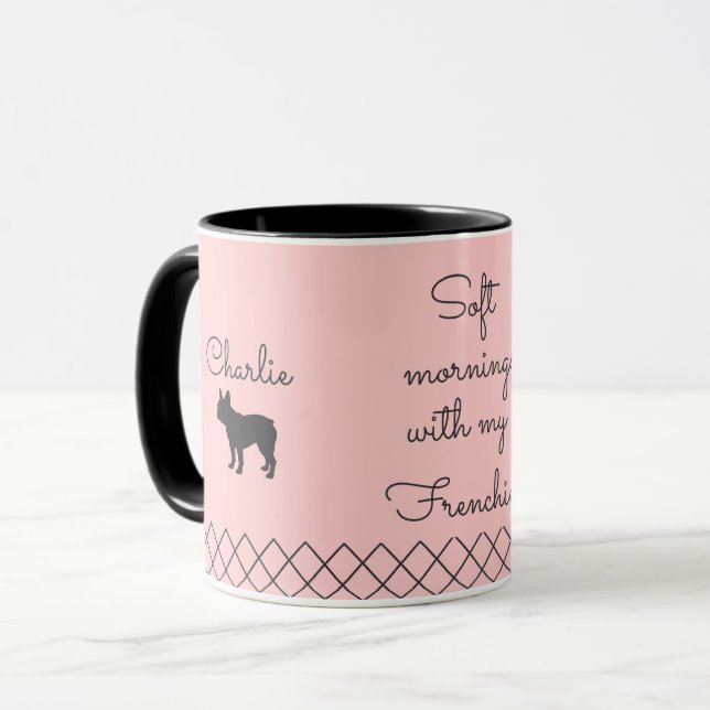 Tasse Personnalisée Bouledogue Français Rose Paste (Devant gauche)