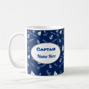 Tasse personnalisée Capitaine avec icônes de voile