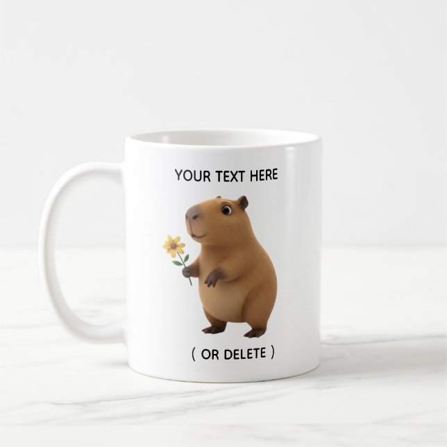 Tasse personnalisée Capybara doux Fleur de soleil (Gauche)