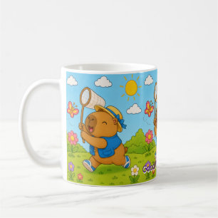 Tasse personnalisée Capybara Papillon Kawaii